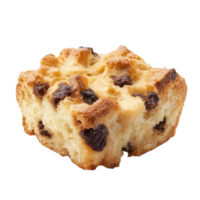 Isolated Irish soda bread pudding with chocolate chunks against png