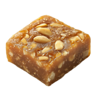 Kuwaiti halwa dessert square with nuts isolated on png