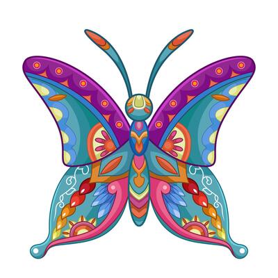 Beautiful Butterfly ornate mandala arts isolated on white background