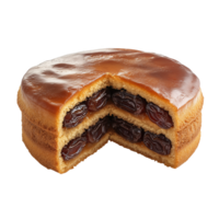 Delicious Libyan date cake with rich filling isolated on png