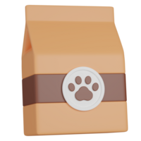 3D Render of a Pet Food Bag with Paw Print Label png