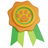 3d render Award Badge with Ribbons icon png