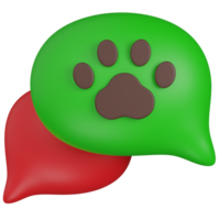 3d render Paw Print Chat Bubbles png