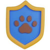 3d render Shield with Paw Print icon png