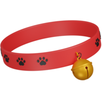 3d render Red Cat Collar with Paw Prints and Bell icon png