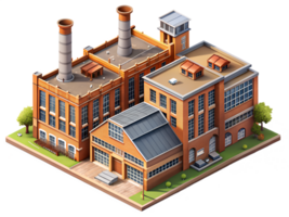 A factory building with two chimneys png