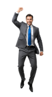 A man in a suit and tie is jumping png