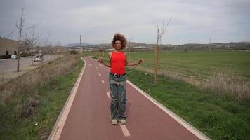 Confident and selfassured individual standing on a beautifully scenic and picturesque pathway video
