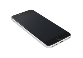 Modern smartphone with a sleek silver frame and dark screen isolated on transparent background png