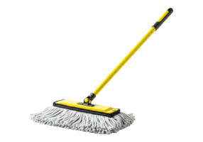 Yellow and gray mop with white string head isolated on transparent background png
