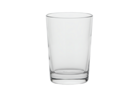 Clear tall glass tumbler with thick base isolated on transparent background png