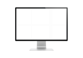 Computer screen with a sleek silver stand isolated on transparent background png