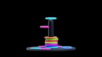 3D Animation of Colorful ring stack toy video