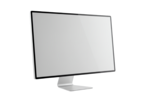 Modern computer screen with a sleek silver stand isolated on transparent background png
