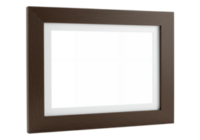 Dark wood picture frame with white matting isolated on transparent background png