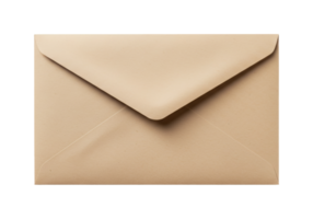 A single brown paper envelope with a pointed flap isolated on transparent background png