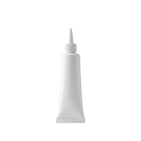 A clean white squeeze tube with a pointed applicator tip isolated on transparent background png