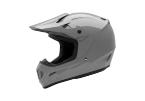 Gray full face motorcycle helmet with peak isolated on transparent background png