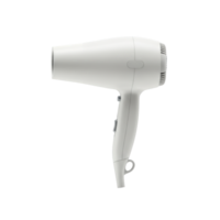 A sleek white hair dryer with controls isolated on transparent background png