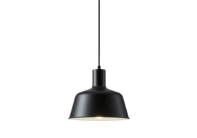 Modern black pendant light fixture with a subtle glow isolated on transparent background png