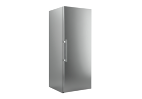Modern stainless steel tall refrigerator with single door isolated on transparent background png