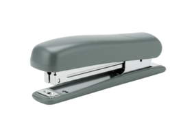 Classic grey office stapler for binding documents isolated on transparent background png