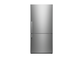 Modern stainless steel refrigerator with top freezer isolated on transparent background png