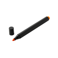 Black marker with orange tip and cap isolated on transparent background png