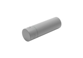 Simple gray cylinder with embossed logo isolated on transparent background png