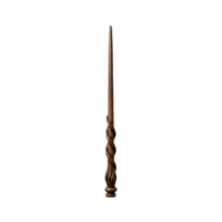 Ornate wooden magic wand with twisted shaft isolated on transparent background png