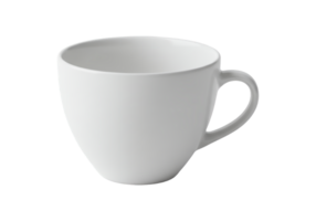 Simple white ceramic coffee mug with handle isolated on transparent background png