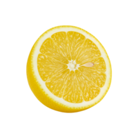 Bright yellow lemon slice with visible pulp and seed isolated on transparent background png