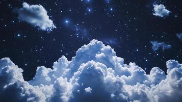 Clouds and stars in the night sky photo