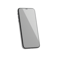 Modern smartphone with a sleek silver frame and blank screen isolated on transparent background png