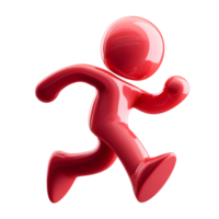 Red Shiny Running Man Icon Graphic on Transparent Background glossy png