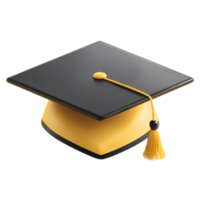 Graduation Cap with Tassel Black and Gold on transparent background png