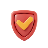 Red Shield with Yellow Checkmark on Transparent Background rendered red png