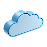 Blue 3D Cloud Illustration on Transparent Background shiny three dimensional png