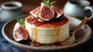 Pancakes with figs and syrup photo