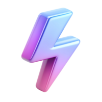 3D Lightning Bolt Icon with Gradient on Transparent Background vibrant png