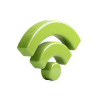Glossy Green Wifi Symbol Illustration on Transparent Background rendered glossy png