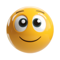 Yellow Smiling Emoji with Googly Eyes on Transparent Background rendered png