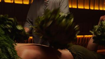 Aromatherapy And Body Massage In Sauna For Stay Healthy, Professional Bath Attendants video