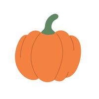 Bold orange pumpkin with deep ridges and a green stem stands out in this cute fall vegetable icon ideal for autumn, Thanksgiving, and harvest scenes vector