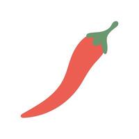 Spicy red chili pepper with a green stem and curved shape in a bold minimalist style, perfect for recipe graphics, flavor icons, and zesty cooking illustrations vector