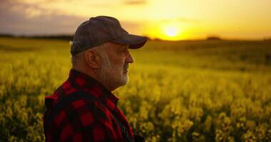 Medium Portrait Of Aged Farmer In Agricultural Fields, Old Man Turning To Camera And Taking Off Cap video