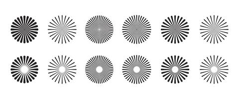 Retro Sunburst icon set. Sunrise rays light burst line shine sunshine sunbeam vintage border symbol. radial Sunburst element, Vintage sunburst Fireworks design. vector