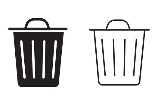 basura lata icono en negro sensación y Delgado iconos, basura basura poder, compartimiento residuos , adecuado para web sitios, libros, eps 10 vector