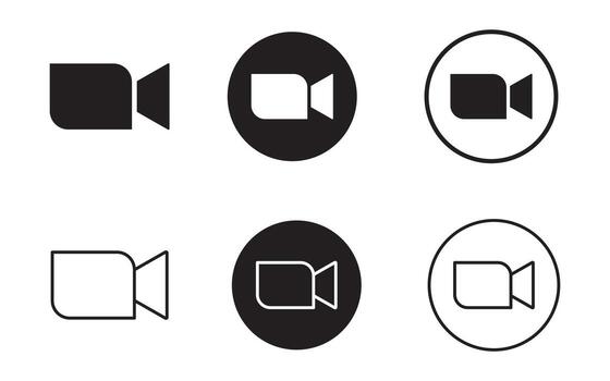 camera icons set. movie sign. camera symbol. camera icon for streaming, face time icons call symbol. vector