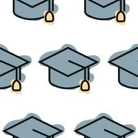 Graduation cap icon pattern combining line art style and abstract color spots, for school print, textile or other various designs vector